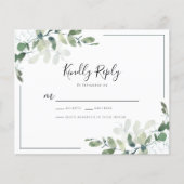 Budget Eucalyptus Wedding RSVP Response Kaart (Voorkant)