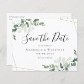 Budget Eucalyptus Wedding Save the Date Briefkaart (Voorkant / Achterkant)