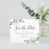 Budget Eucalyptus Wedding Save the Date Briefkaart (Staand voorkant)