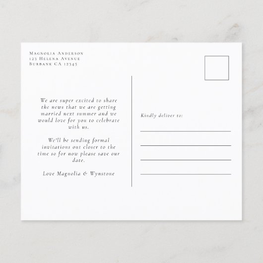 Budget Eucalyptus Wedding Save the Date Briefkaart (Achterkant)