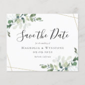 Budget Eucalyptus Wedding Save the Date Briefkaart (Voorkant)