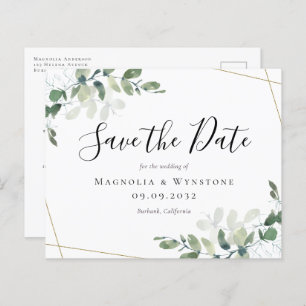 Budget Eucalyptus Wedding Save the Date Briefkaart