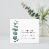 Budget Eucalyptus Wedding Save the Date Kaart (Staand voorkant)
