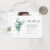 Budget Eucalyptus Wedding Save the Date Note Kaart Notitiekaartje (Voorkant / Achterkant in situ)