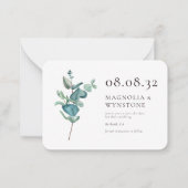 Budget Eucalyptus Wedding Save the Date Note Kaart Notitiekaartje (Voorkant)