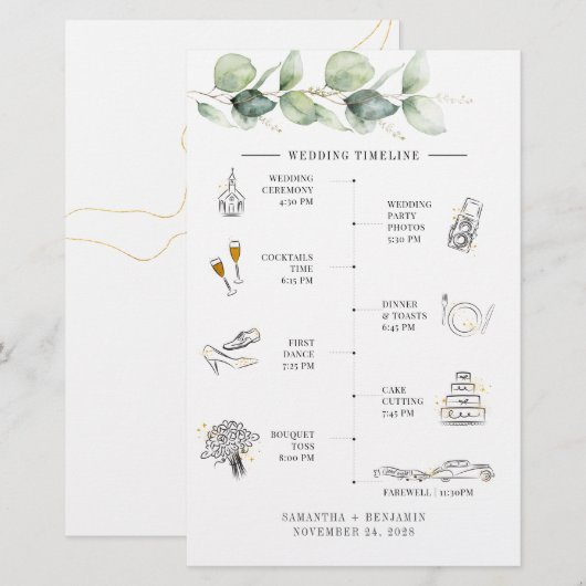 Budget Eucalyptus Weduwroute Tijdschema Briefpapier (Voorkant / Achterkant)