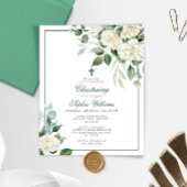 Budget Eucalyptus White Christening Invitation