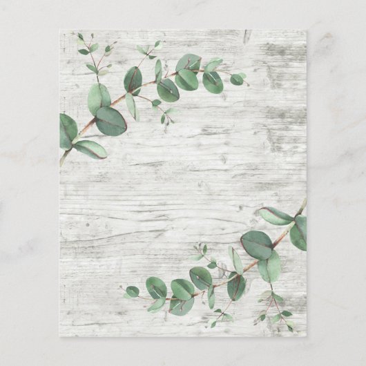 budget Eucalyptus white wood bruiloft Uitnodiging (Achterkant)