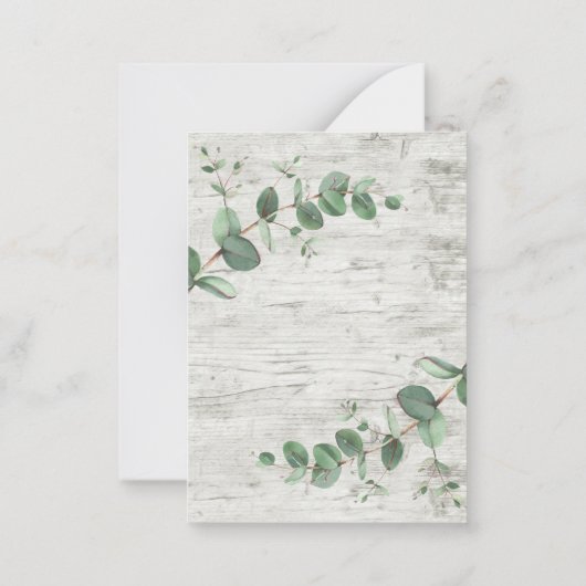 budget Eucalyptus white wood bruiloft Uitnodiging (Achterkant)