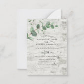 budget Eucalyptus white wood bruiloft Uitnodiging (Voorkant)