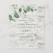 budget Eucalyptus white wood bruiloft Uitnodiging Flyer (Voorkant)