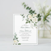 Budget Eucalyptus Witte Bloem Huwelijksuitnodiging (Staand voorkant)