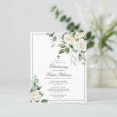 Budget Eucalyptus Witte Doop Uitnodiging (Staand voorkant)