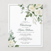 Budget Eucalyptus Witte Doop Uitnodiging (Voorkant)