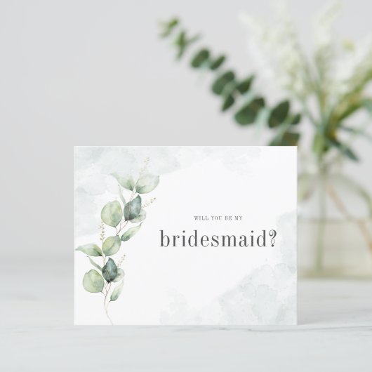 Budget Eucalyptus zal je mijn Bridesmaïde Kaart zi (Staand voorkant)