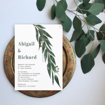 BUDGET eucalyptusbranche verlaat trouwuitnodiging