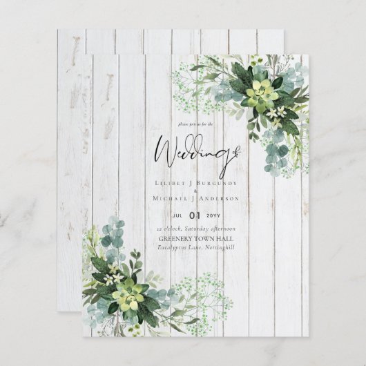 BUDGET Eucalyptusgroen Blad Bruiloft (Voorkant / Achterkant)