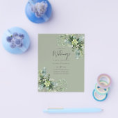 BUDGET Eucalyptusgroen Blad Bruiloft Flyer (Enkel)