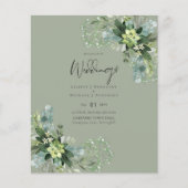 BUDGET Eucalyptusgroen Blad Bruiloft Flyer (Voorkant)