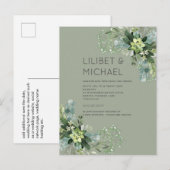 BUDGET Eucalyptusgroen Huwelijksdecoratie Briefkaart (Voorkant / Achterkant)
