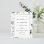 Budget Eucalyptusgroen Huwelijksuitnodiging (Staand voorkant)