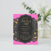 BUDGET Fabulous 50th Birthday Glam Chick Invitenis (Staand voorkant)