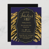 BUDGET Fabulous 50th Birthday Glam Chick Invitenis (Voorkant / Achterkant)