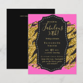 BUDGET Fabulous 50th Birthday Glam Chick Invitenis (Voorkant / Achterkant)