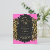 BUDGET Fabulous 50th Birthday Glam Chick Invitenis (Staand voorkant)