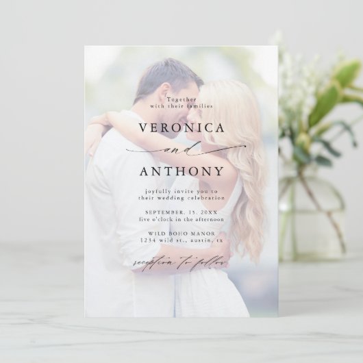 Budget Faded Photo Weduwall-in-one Kaart (Staand voorkant)