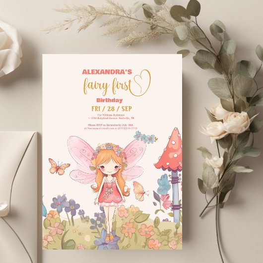 Budget Fairy Eerste betoverde Woodland 1e verjaard Flyer