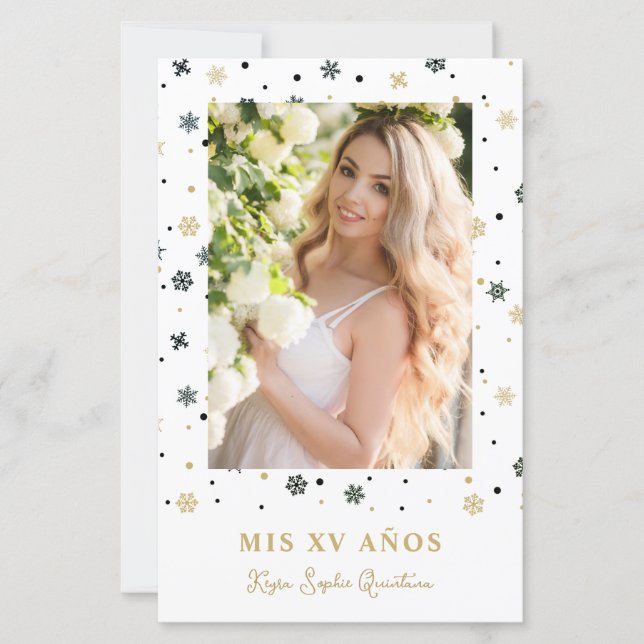 Budget Fake Golden Snowflake Quinceañera Spanish (Voorkant)