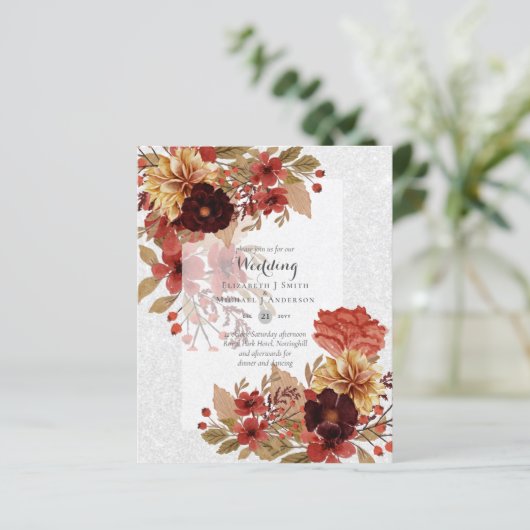 BUDGET FALL Bloemige Trouw Uitnodigingen - Schemer (Staand voorkant)