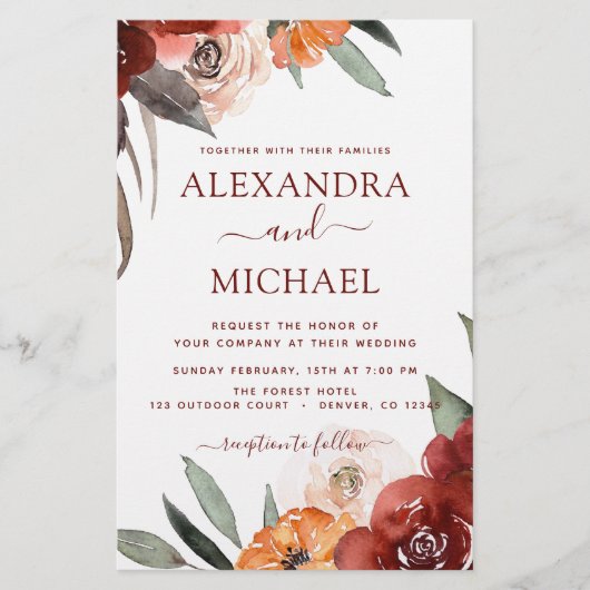 Budget Fall Wedding Burgundy Floral (Voorkant)
