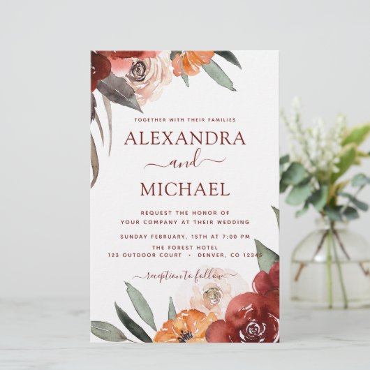 Budget Fall Wedding Burgundy Floral (Staand voorkant)