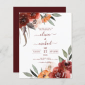 Budget Fall Wedding Burgundy Floral (Voorkant / Achterkant)