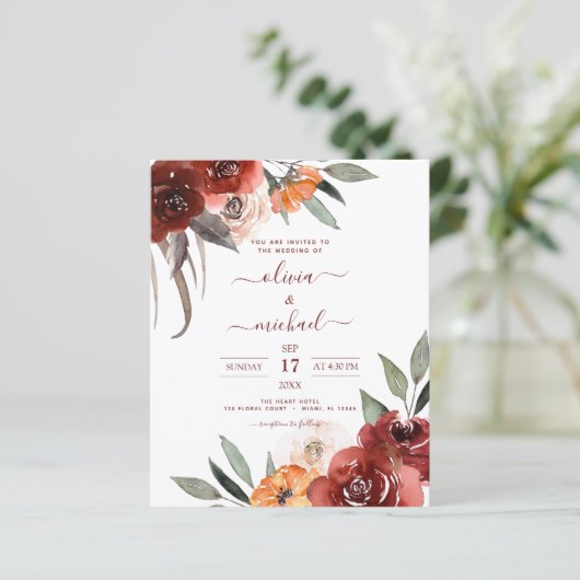 Budget Fall Wedding Burgundy Floral (Staand voorkant)