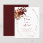Budget Fall Wedding Burgundy Gold Floral (Voorkant / Achterkant)