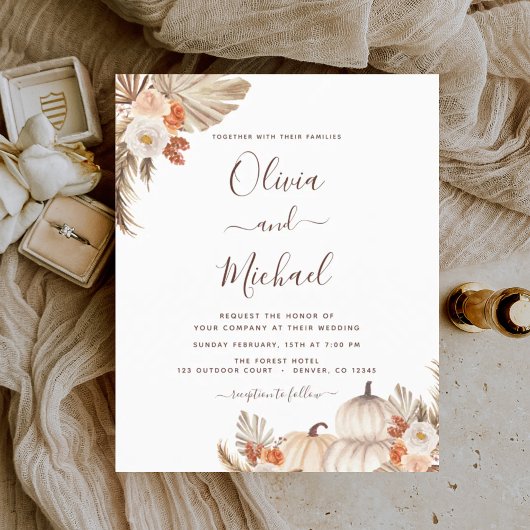 Budget Fall Wedding Pampas Grass Terracotta