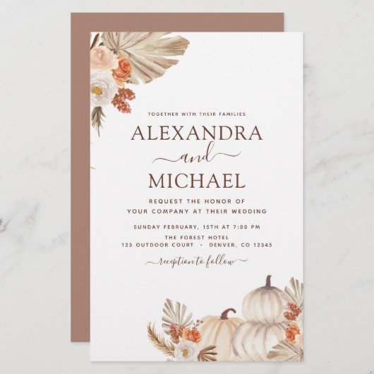 Budget Fall Wedding Pumpkin Pampas Grass (Voorkant / Achterkant)