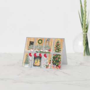 Budget Familie Fireplace Boom Gifts Merry Kerstmis Kaart