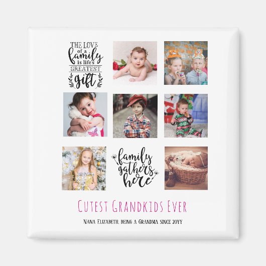 Budget Familie Fotocollage Cadeau Grootouder Oma O Magneet (Voorkant)