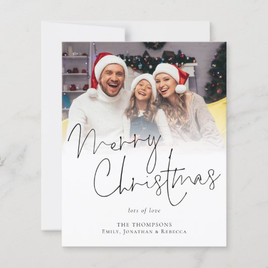 Budget Family Photo Merry kerstscript Kaart (Voorkant)