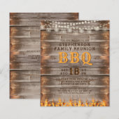 Budget Family Reunion BBQ Rustic Wood Uitnodiging (Voorkant / Achterkant)