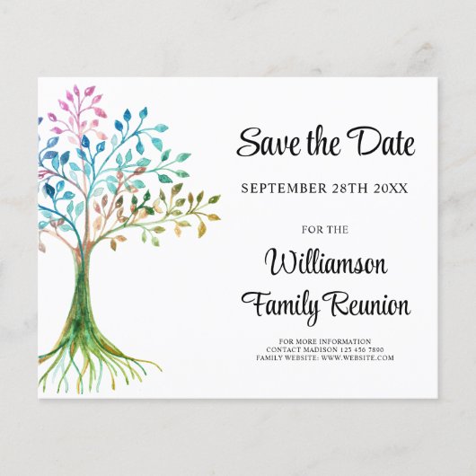 Budget Family Tree Gezinsreünie Save the date (Voorkant)