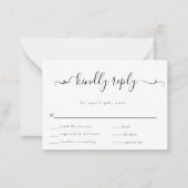 Budget Fancy minimalistisch huwelijk RSVP-reactiek Notitiekaartje (Voorkant)