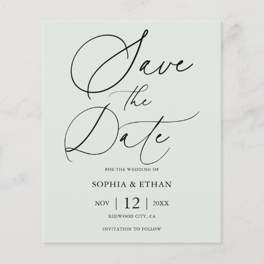 Budget Fancy Script Bruiloft Save The Date Flyer (Voorkant)