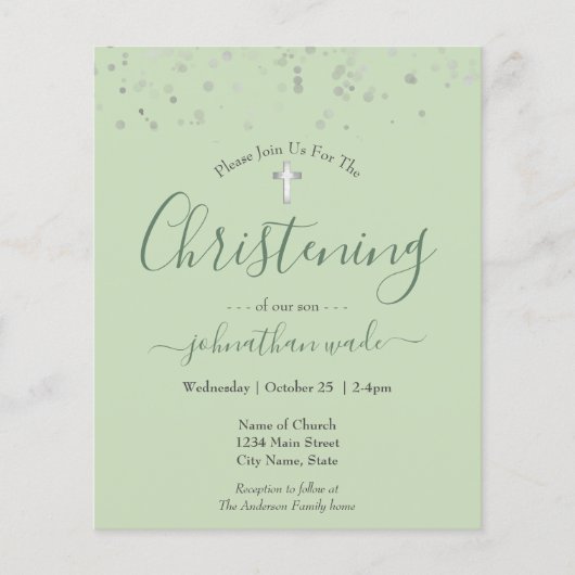 Budget Fancy script Christening Flyer (Voorkant)