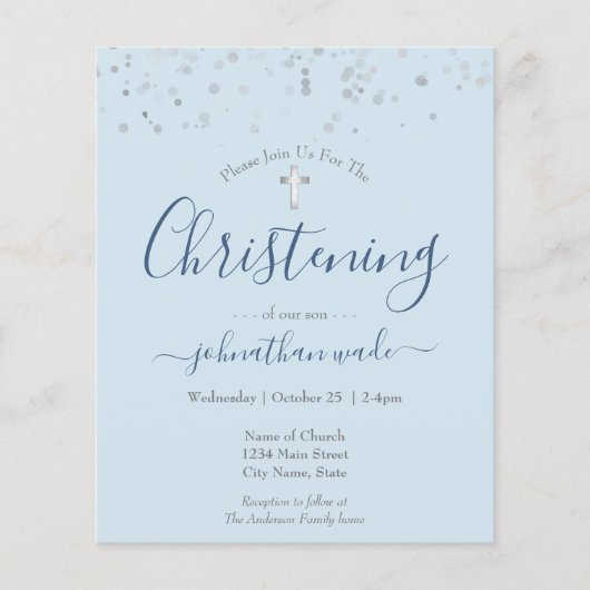Budget Fancy script Christening Flyer (Voorkant)