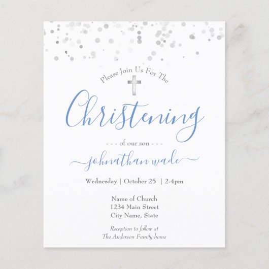 Budget Fancy script Christening Flyer (Voorkant)